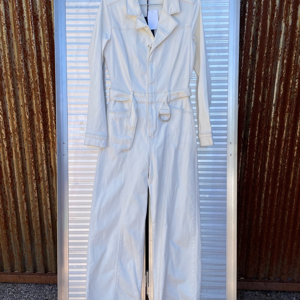PAIGE Cream Long-Sleeve Jumpsuit
